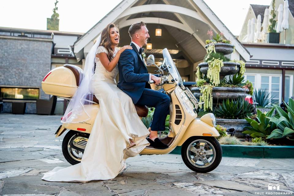 Couple on Vespa