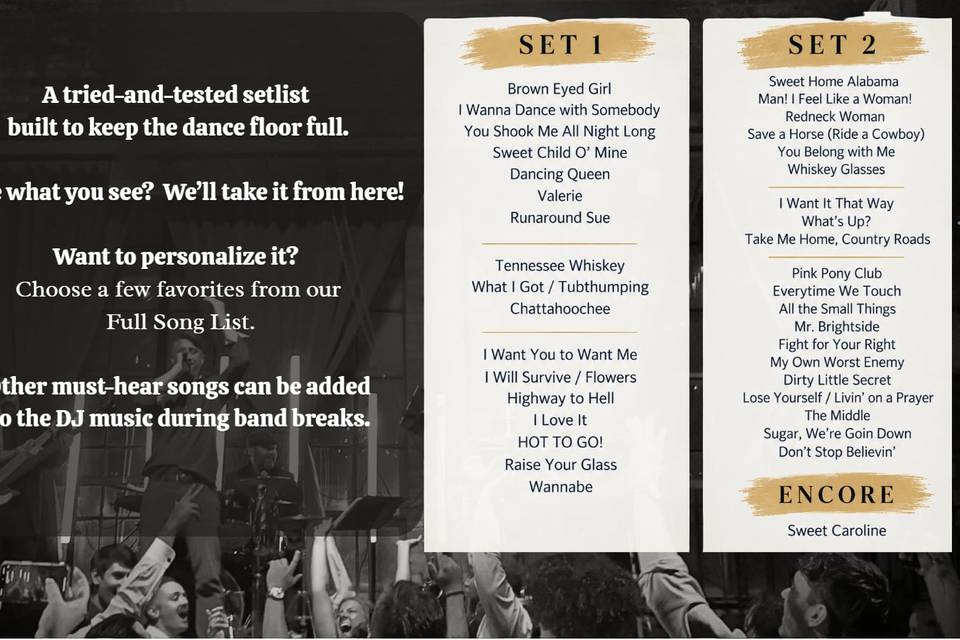Setlist to pack the danceflooe