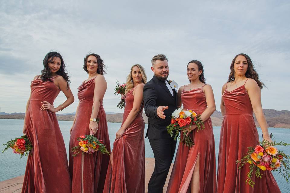 Groom with ladies