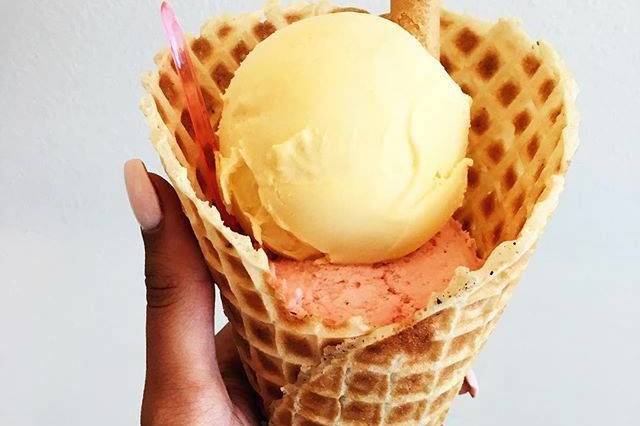 Frost gelato in a cone