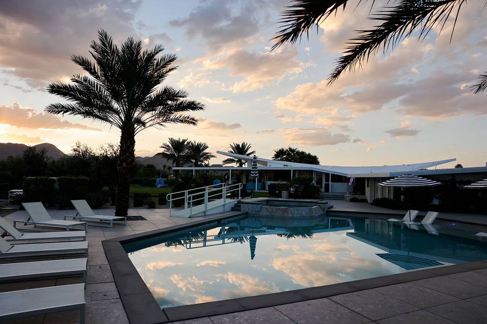 Poolside at sunset