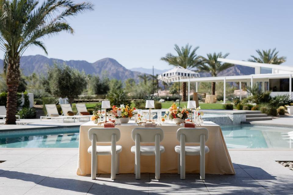 Poolside wedding reception