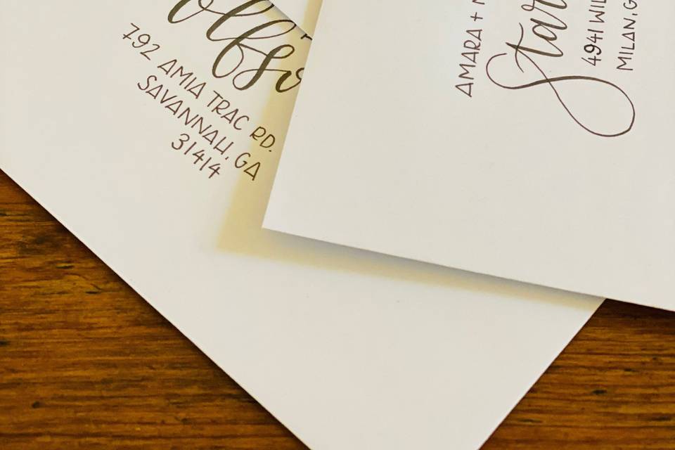 Envelope addressing on white envelopes