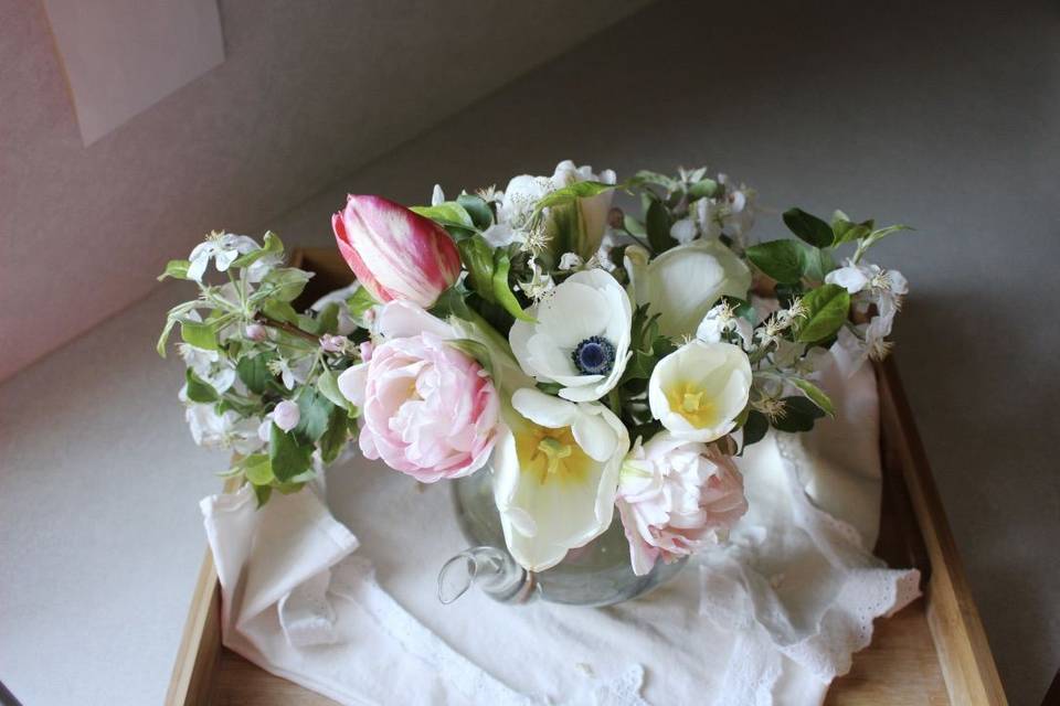 Pink and white flowers