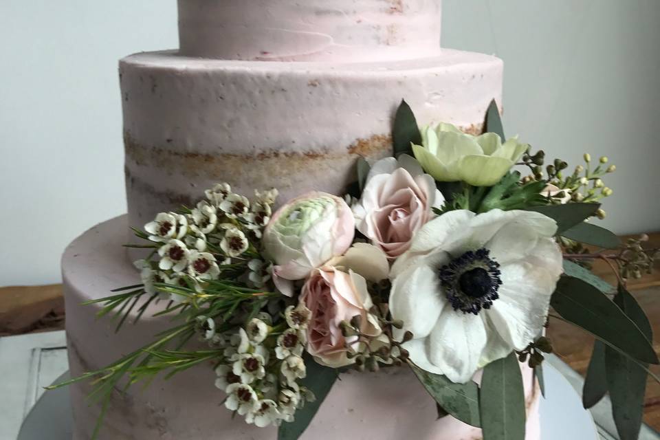 Three tier cake with flowers