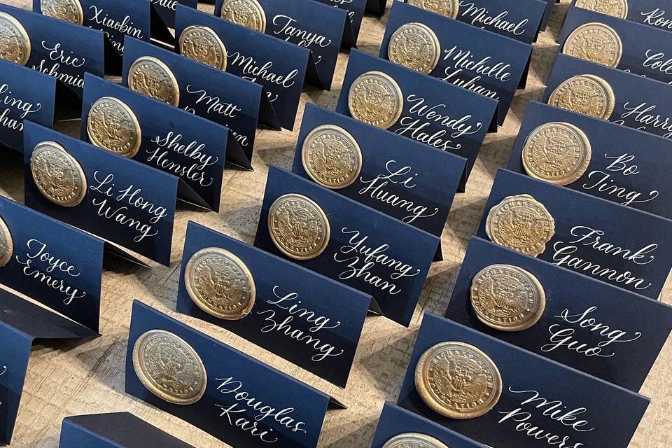 Place cards with seal