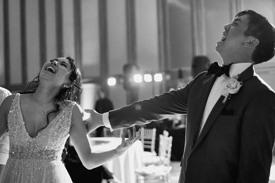 Bride and groom open dance