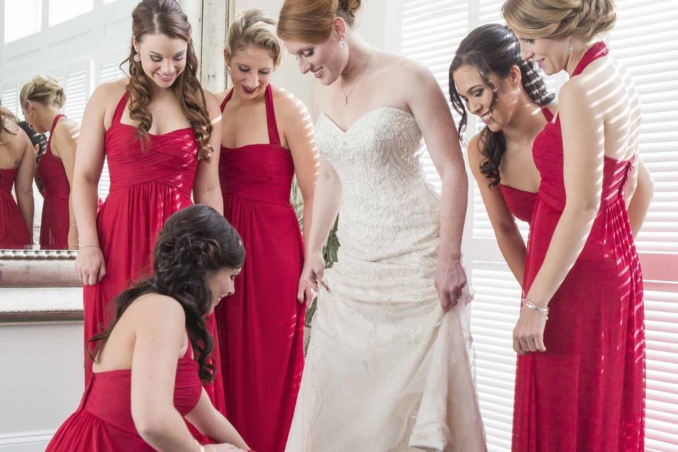 Helping the bride