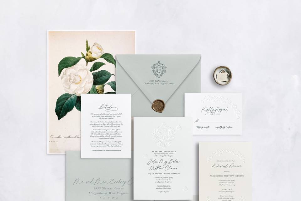 Letterpress invitation suite