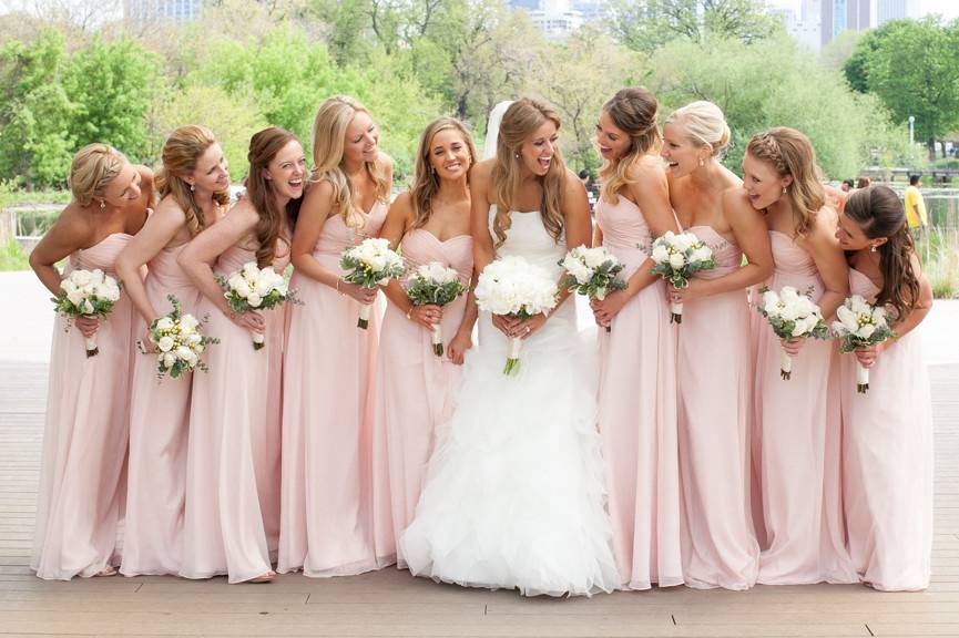 The bride and bridesmaids