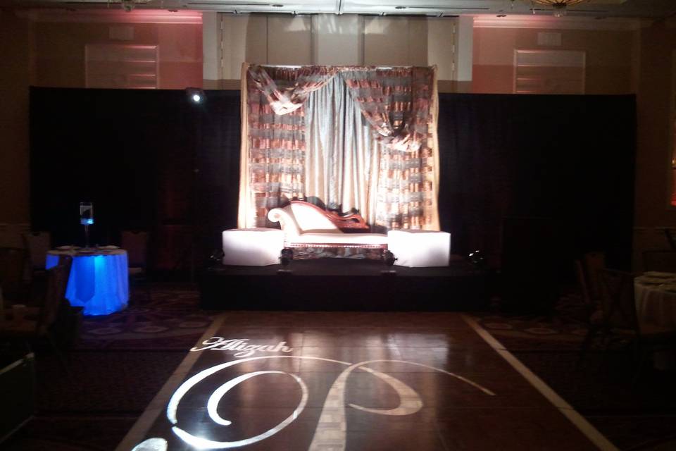 Newlyweds' stage and floor projection