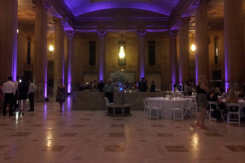 Purple reception hall uplights