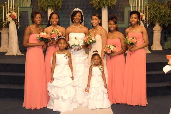 The bride with her bridesmaids