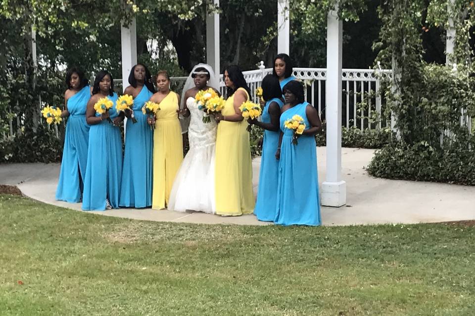 The bride with her bridesmaids