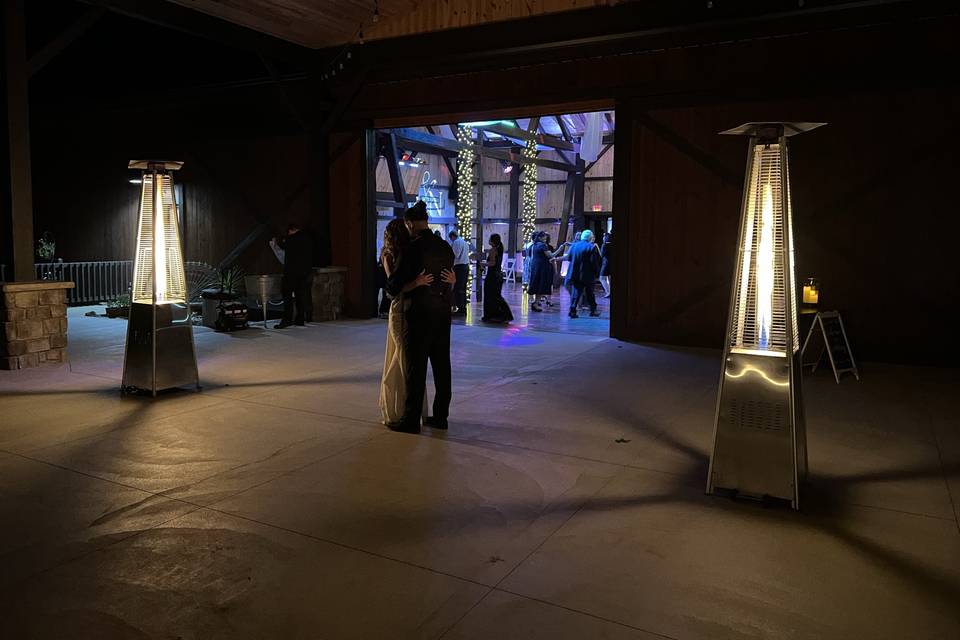 Under main pavilion at night