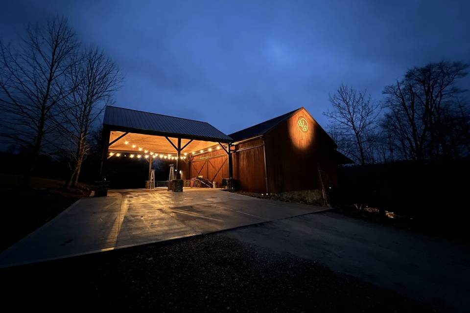 Main barn at night