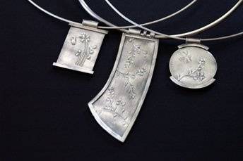 Bride's necklace with the two bridesmaids gifts.  All Sterling Silver.