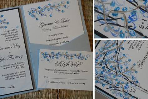 Blossom - Tree Tops Collection
Our blossom tree in blue, hand painted in water colour & shimmer inks