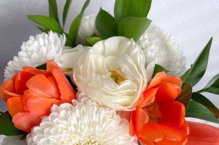 White and orange flowers