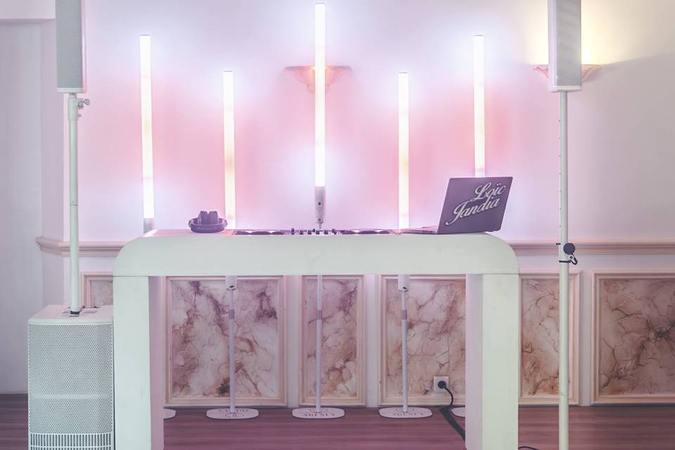 Full white Aesthetic DJ Booth