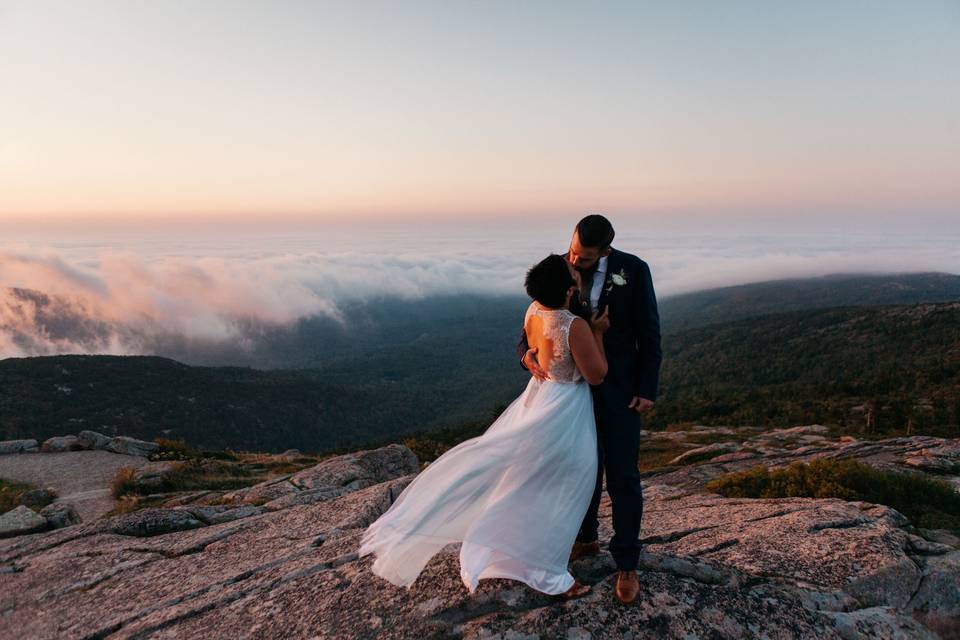 Sunrise wedding in Acadia National Park, Bar Harbor Maine