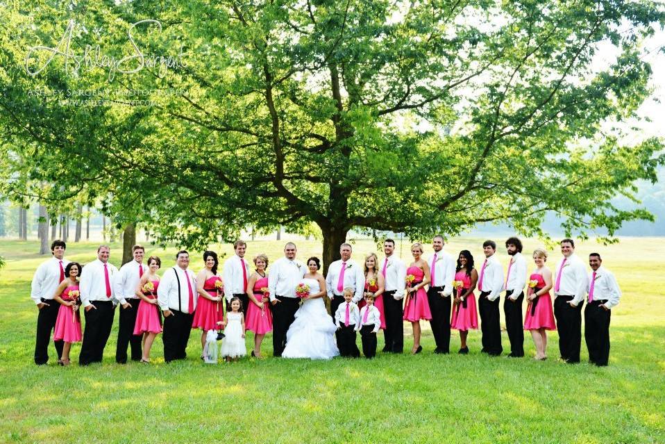 Bride sitting on the grass