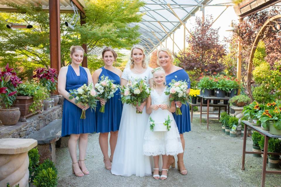 Bride with her bridesmaid s