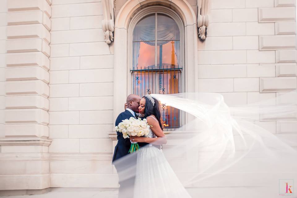 Bride and Groom Outside