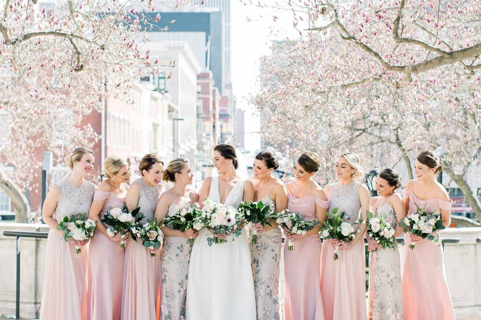 Spring Bride and Bridesmaids