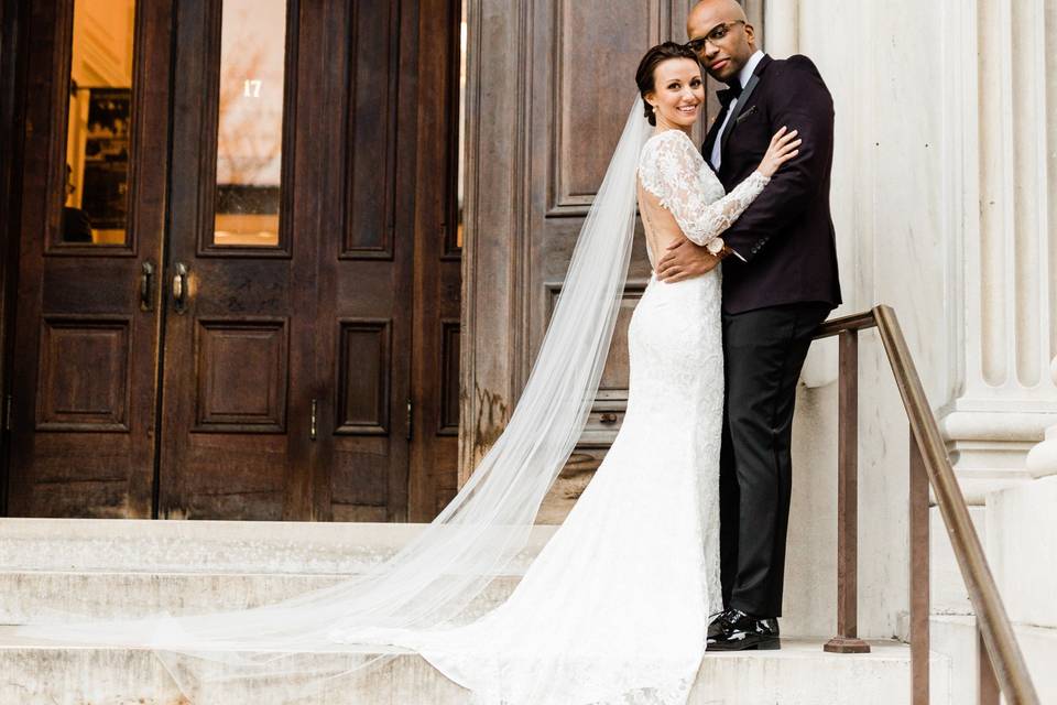 Bride and Groom Outside