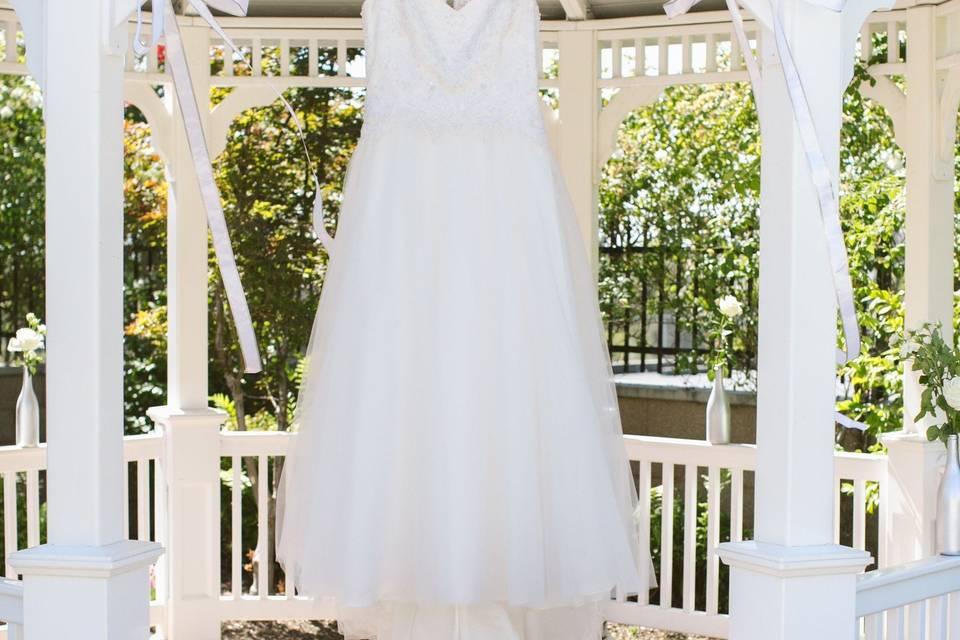 Wedding gown in Gazebo