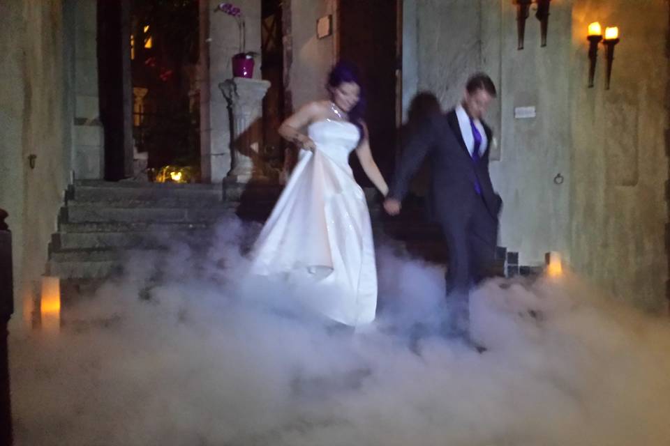 Bride and Groom Fog Shot