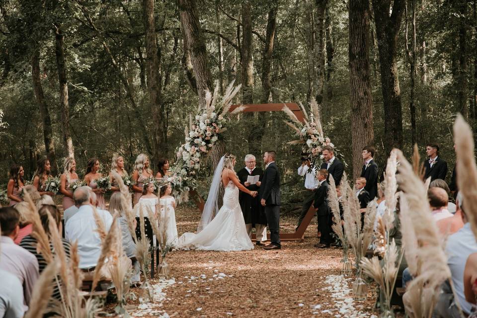 A rustic ceremony