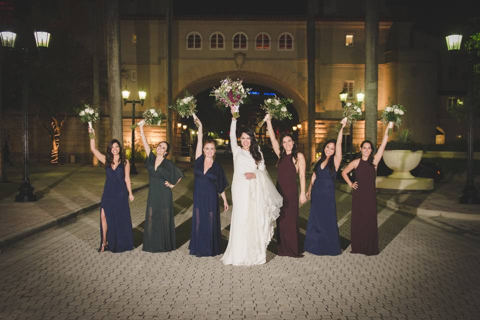 The bride with her bridesmaids