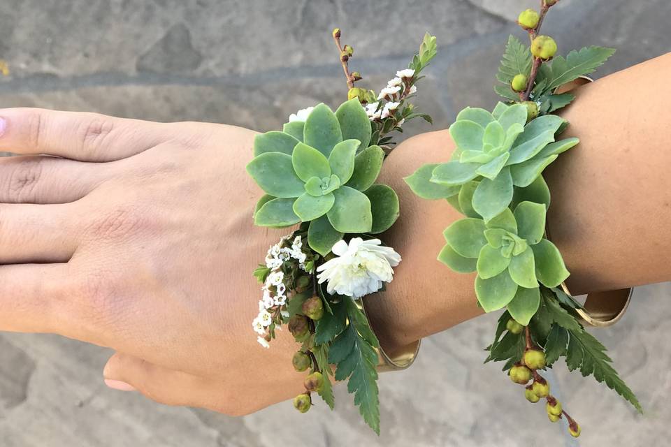 Wrist corsage with succulents