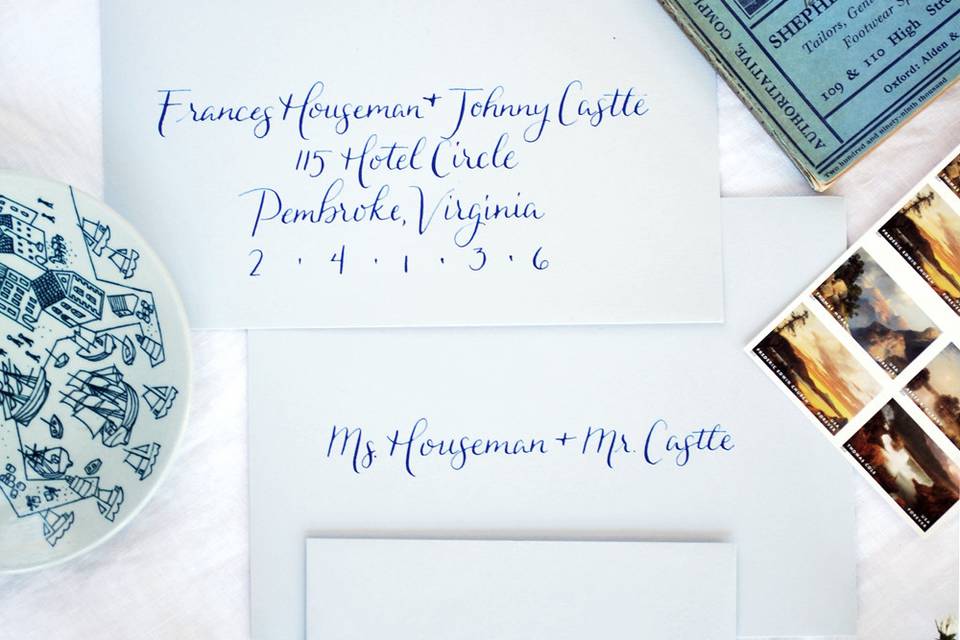 Envelope calligraphy using our Acadia font.