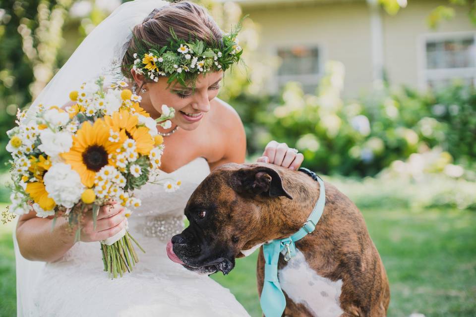 Bride with dog