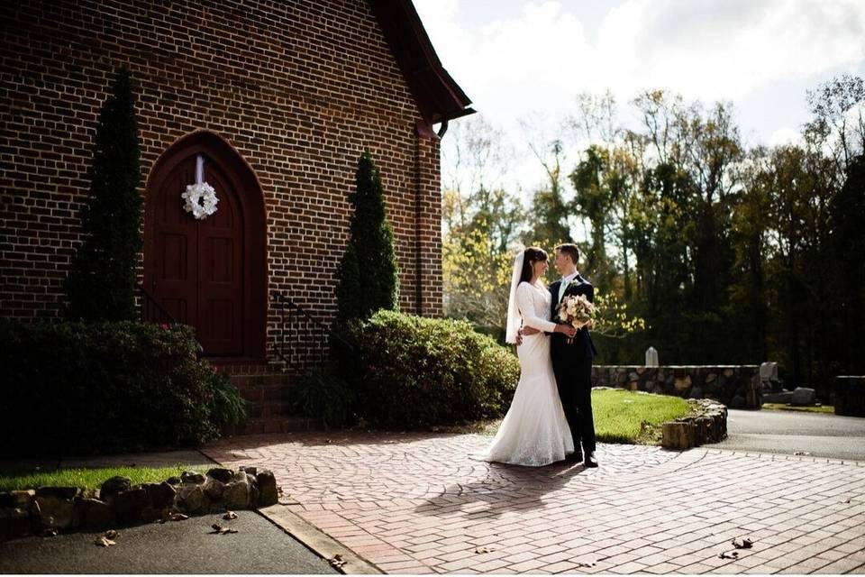 In front of the church