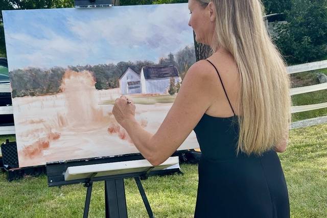 Live painter at The Great Barn