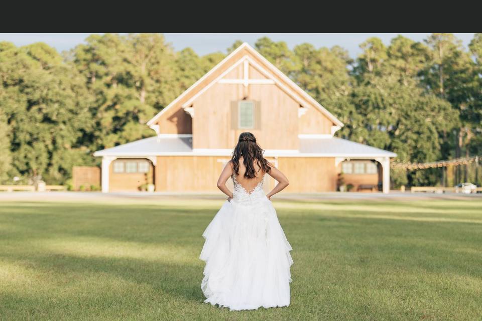 Bride and barn