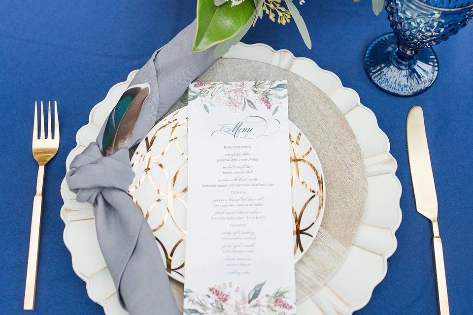 Place setting and menu card