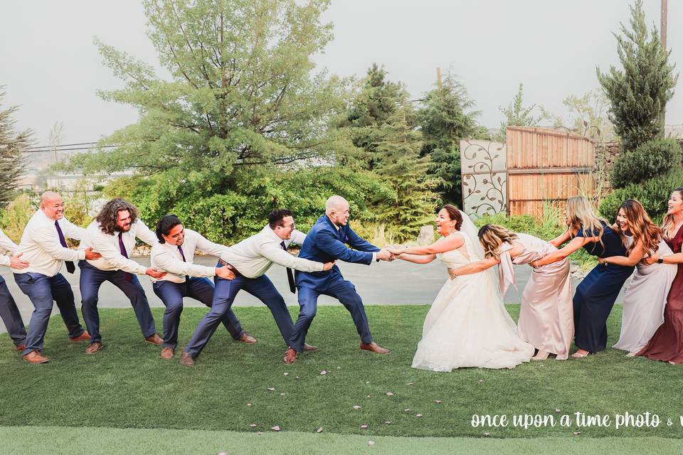 Tug of war wedding party fun