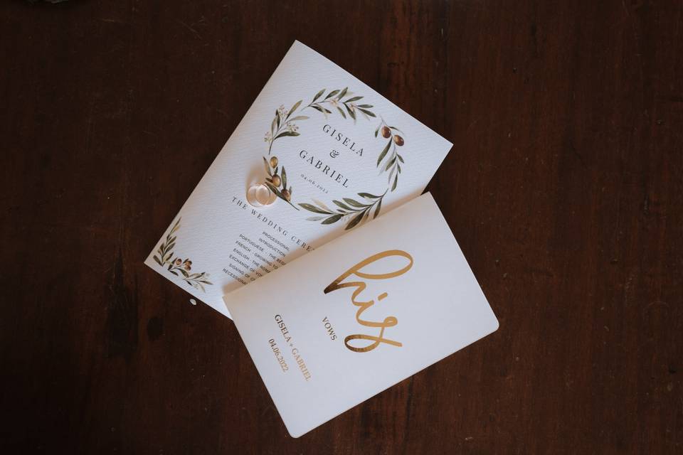 Vow book and ceremony booklet