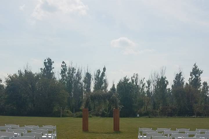 Outdoor wedding setup