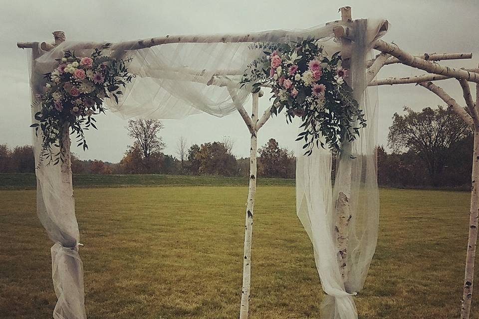 Decorated wedding arbor