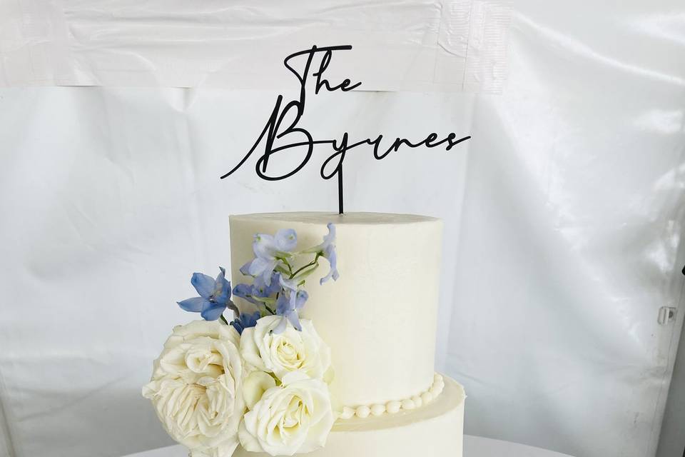 Floral beach wedding cake