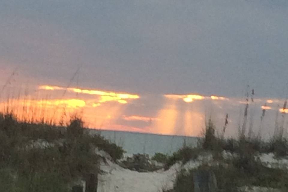 The natural berm at sunset