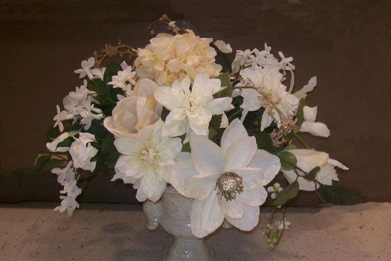 Winter whites holiday centerpiece for mother of the bride's  table ...