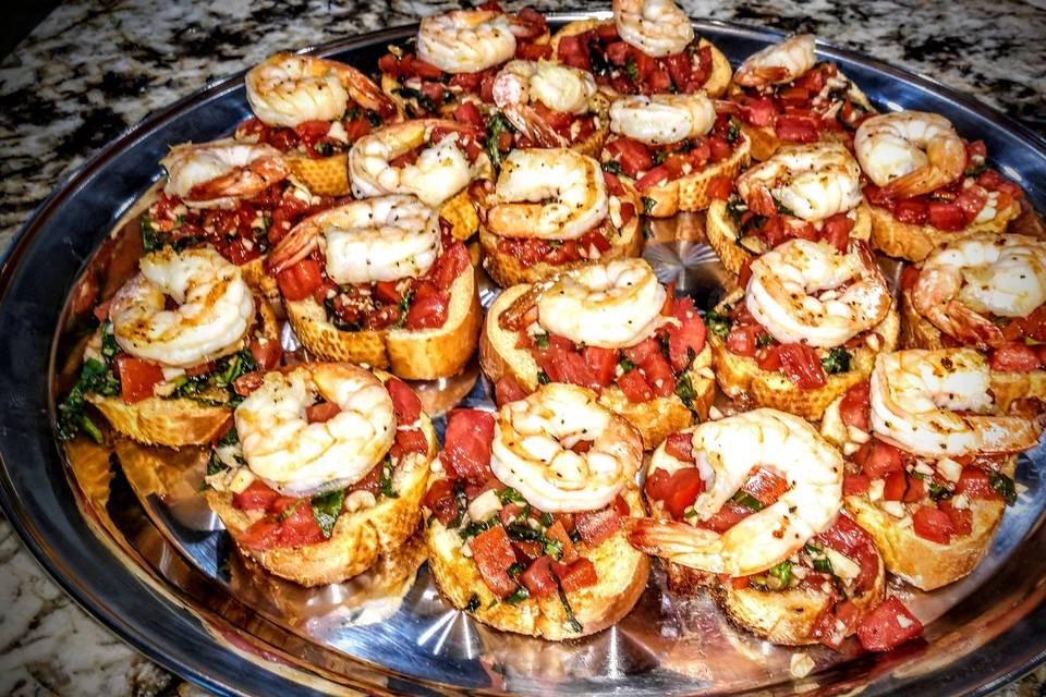 Grilled shrimp bruschetta