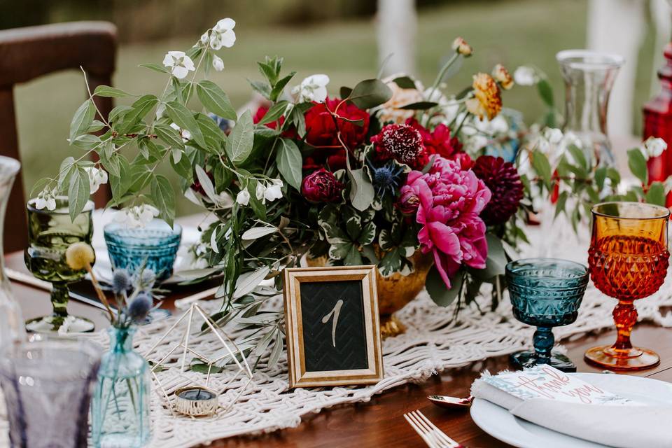 Floral decor on tables